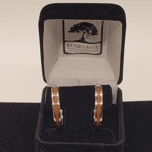 Koa Wood Inlay Hoop Earrings